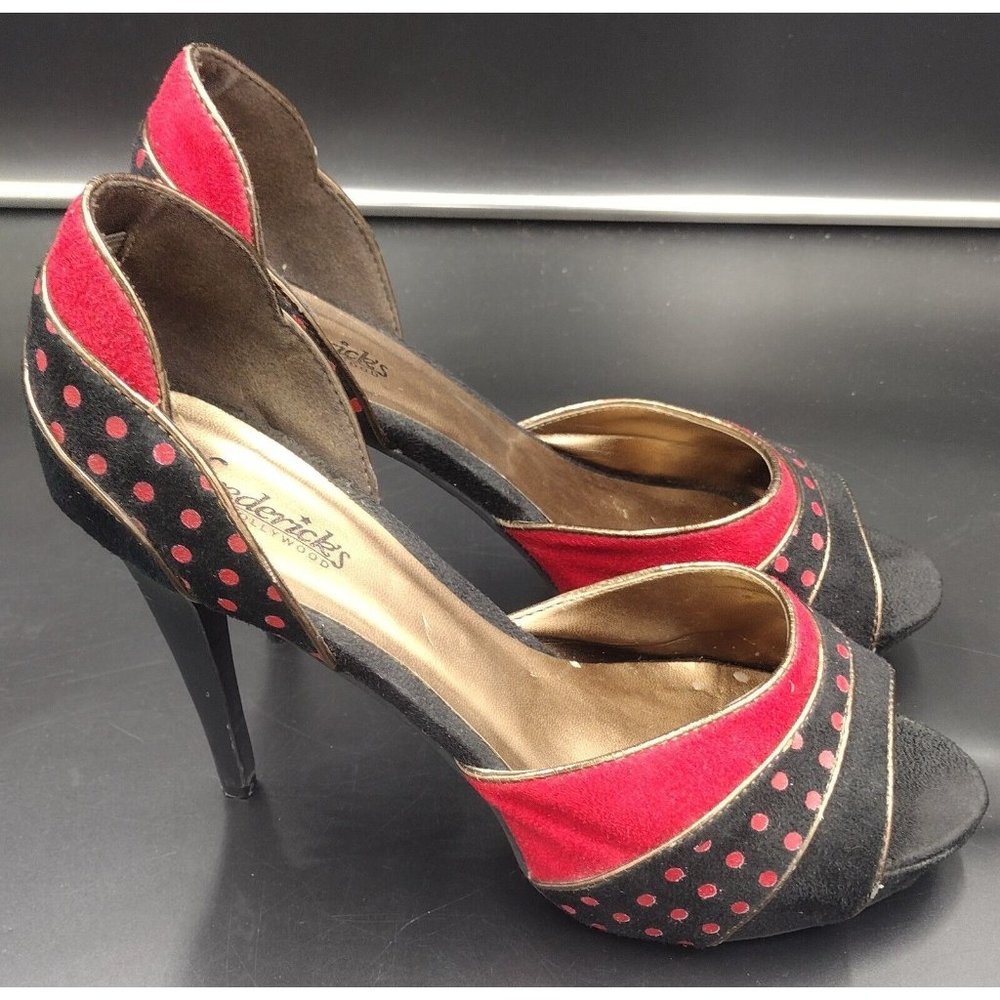 Frederick's of Hollywood Stiletto Shoes Heels for Women Size 9.5 Red Black